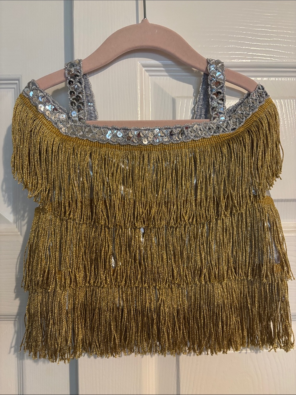 Chasing Fireflies Gold Fringe Sequin-Trim Camisole